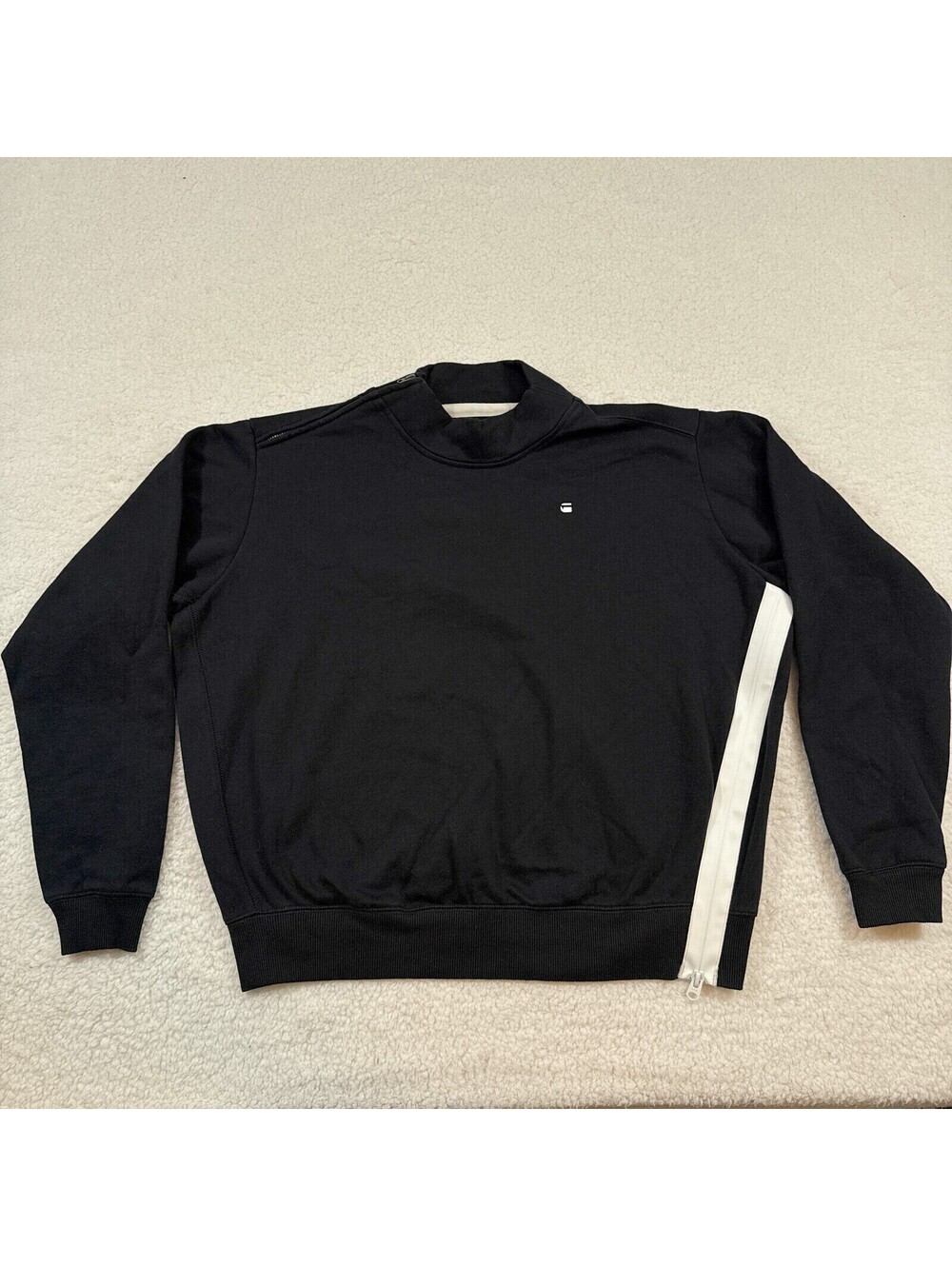 G Star Raw Ustra Boyfriend Funnel Sweater Women Size Medium Zipper Cropped Boxy